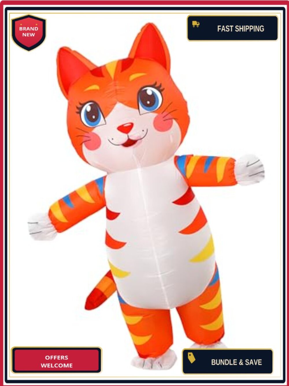 Inflatable Cat Costume Adult Polyester Cosplay Halloween Party Blow Up